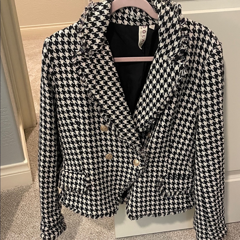 Lola Houndstooth Double-Breasted Blazer